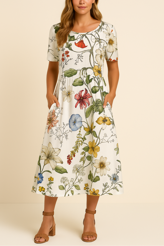 Geblümtes Midi-Sommerkleid Damen - Liva