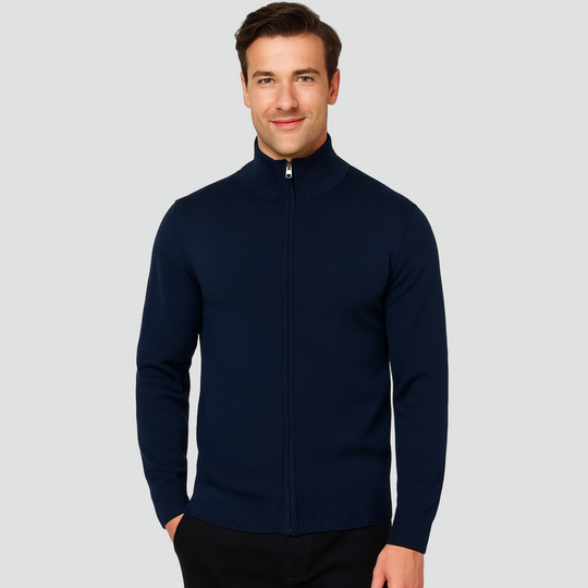 Gebreid Vest Heren | Hoge Kraag & Rits 1