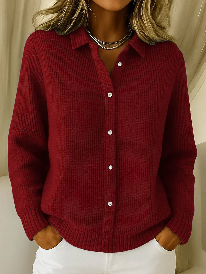 Gebreide Polo Dames | Gebreide polo met elegante structuur