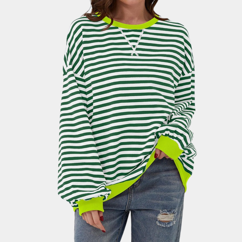 Gebreide Oversized Gestreepte Trui van Wol 1