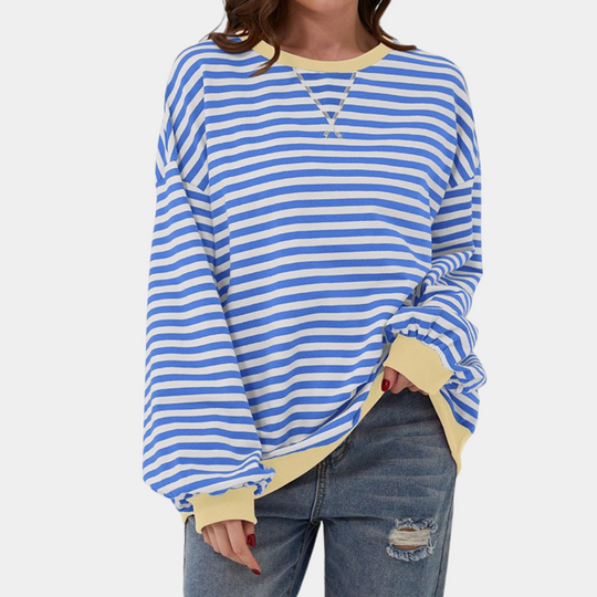 Gebreide Oversized Gestreepte Trui van Wol 2