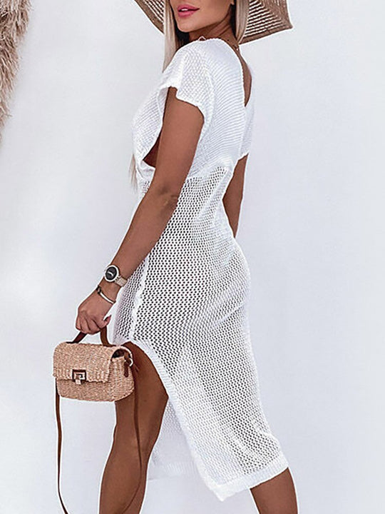 Gehäkeltes Strandkleid Damen - Fleur 4