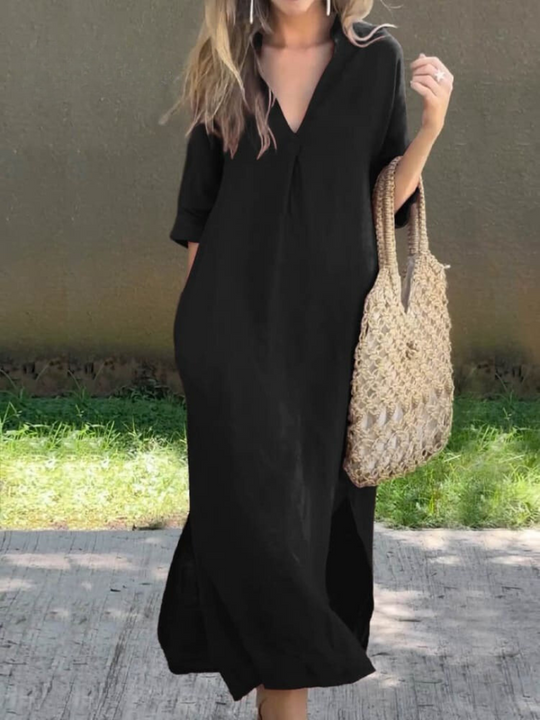 Geschmeidig Fallendes Midikleid Damen mit Ärmeln - Tess 2