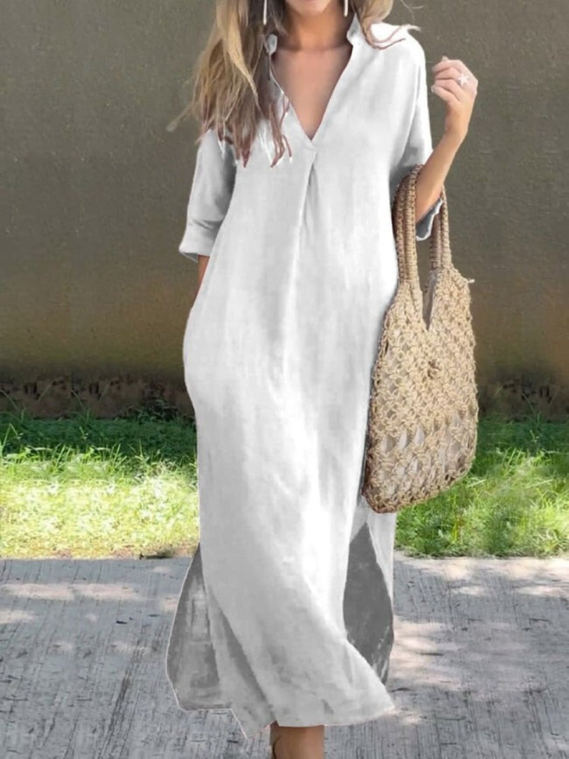 Geschmeidig Fallendes Midikleid Damen mit Ärmeln - Tess 3