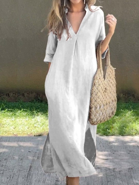 Geschmeidig Fallendes Midikleid Damen mit Ärmeln - Tess 3
