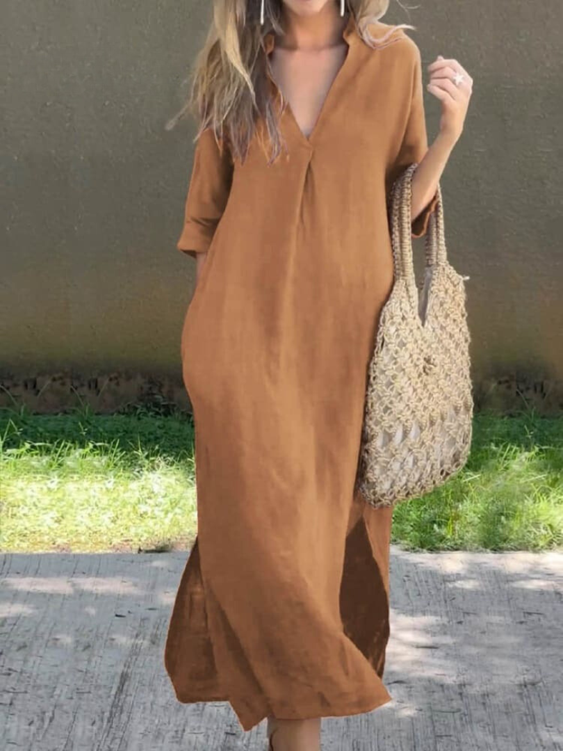 Geschmeidig Fallendes Midikleid Damen mit Ärmeln - Tess 5