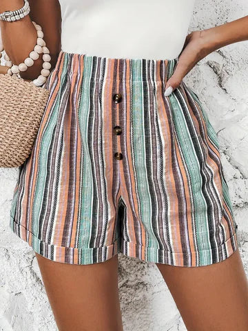 Gestreifte High-Waist-Shorts Damen - Felice