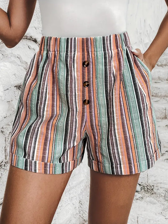 Gestreifte High-Waist-Shorts Damen - Maggie 2