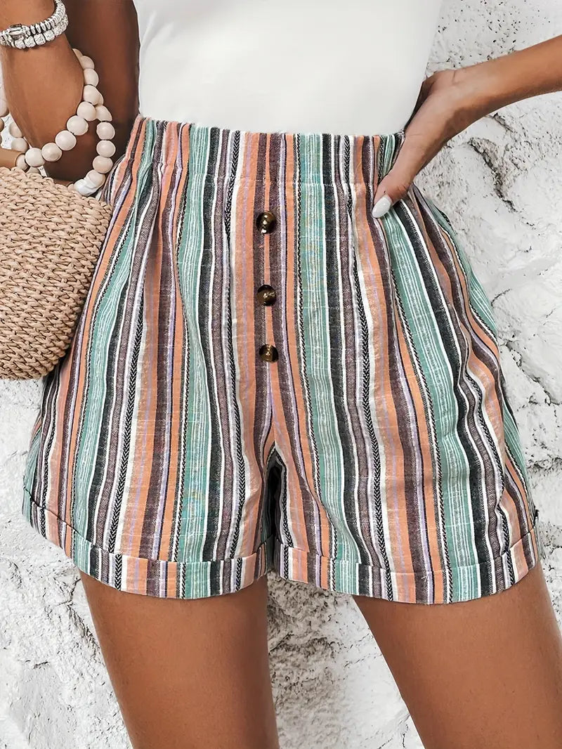 Gestreifte High-Waist-Shorts Damen - Maggie 3
