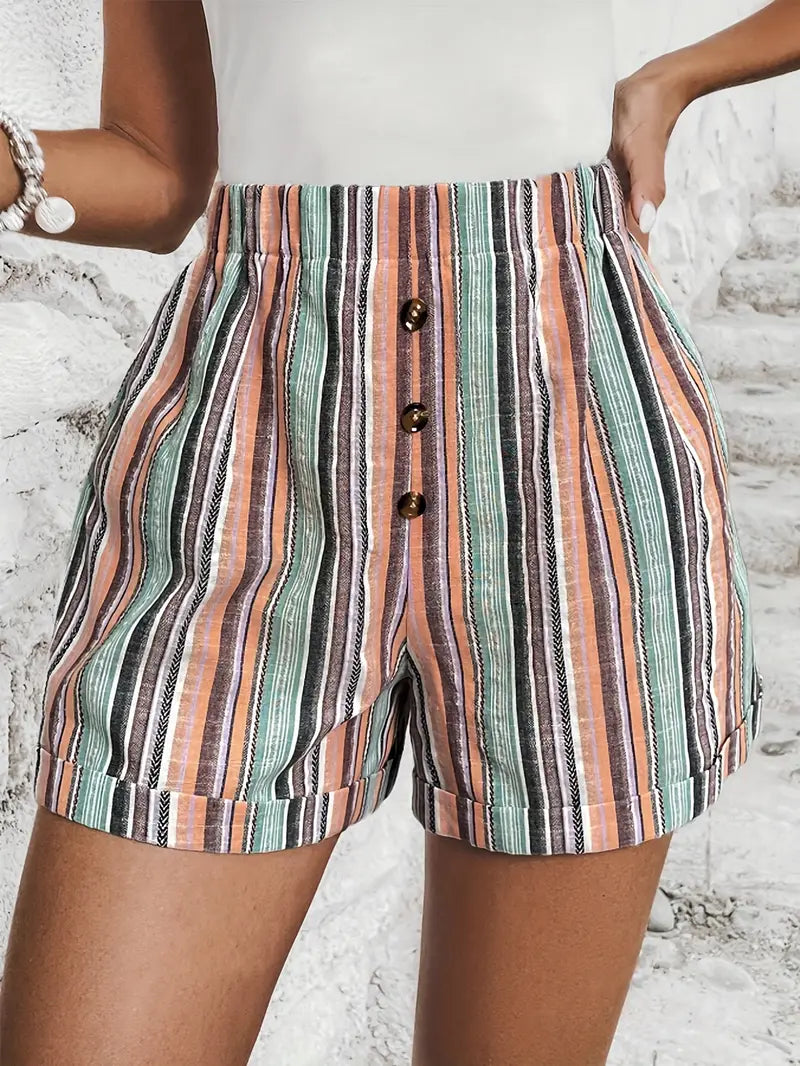 Gestreifte High-Waist-Shorts Damen - Maggie 6