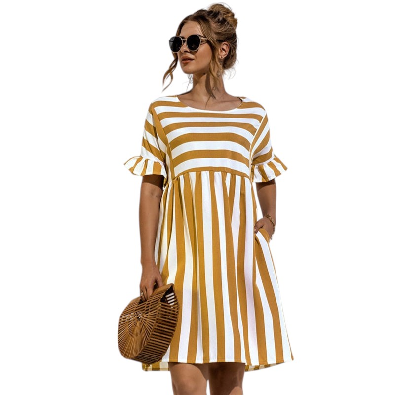 Gestreiftes Lässiges Minikleid Damen - Olivia 11