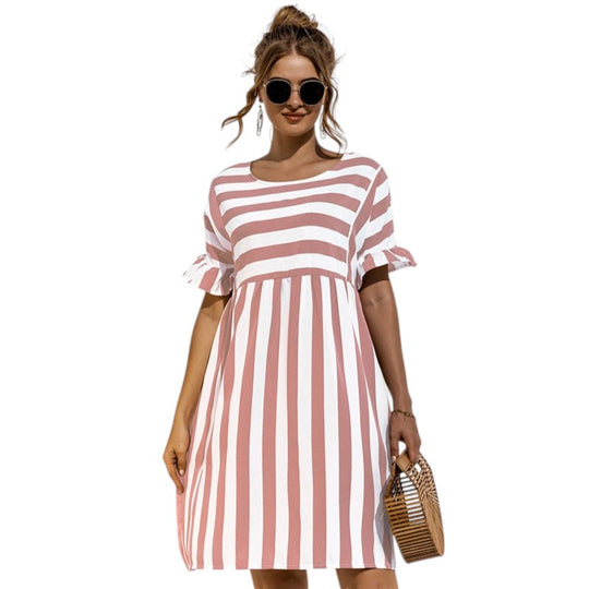 Gestreiftes Lässiges Minikleid Damen - Olivia 12