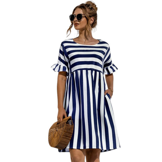 Gestreiftes Lässiges Minikleid Damen - Olivia 2