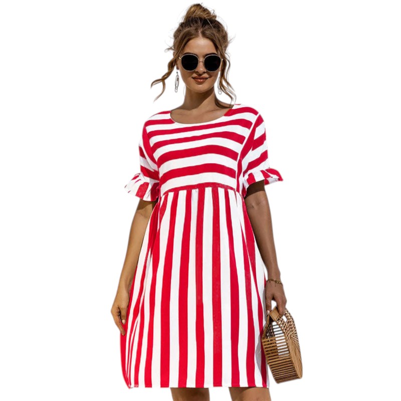 Gestreiftes Lässiges Minikleid Damen - Olivia 4
