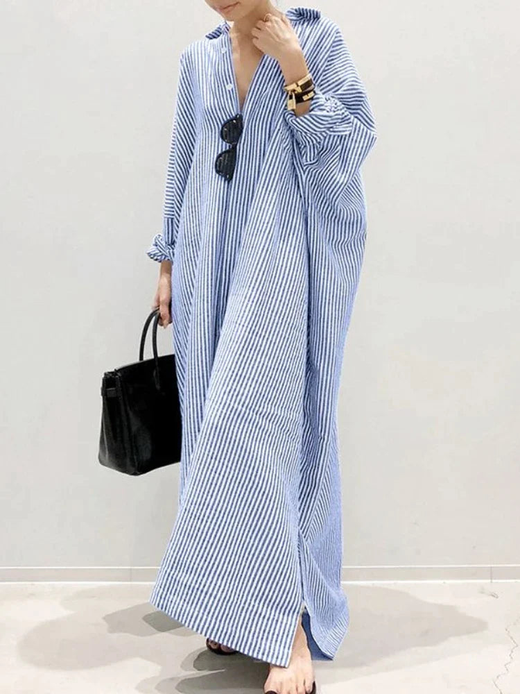 Gestreiftes Maxi-Sommerkleid Damen - Carmen 7