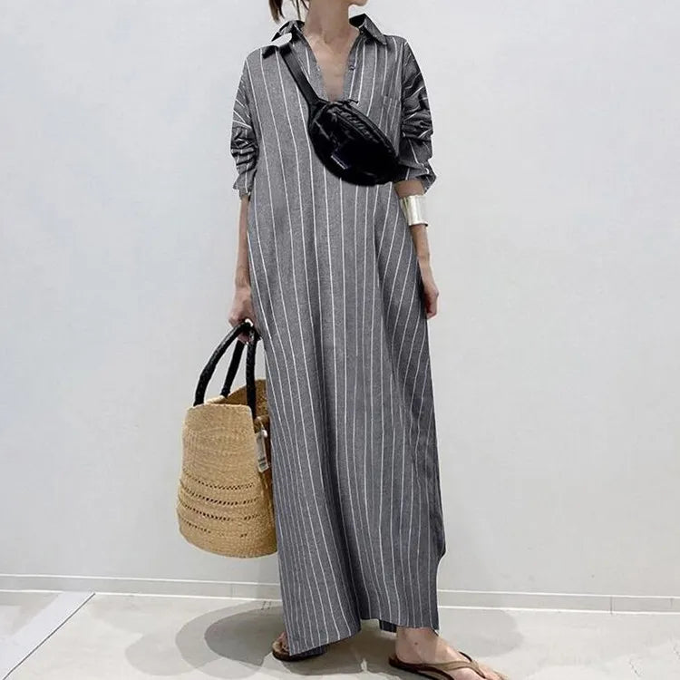 Gestreiftes Maxi-Sommerkleid Damen - Carmen 9