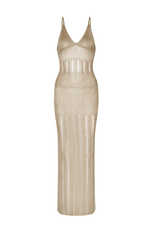 Gestricktes Strandkleid Damen mit Schlitz - Andy 4