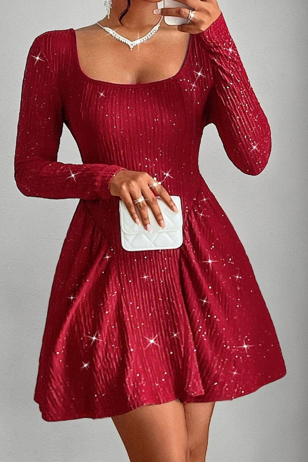 Glänzendes Mini-Partykleid Damen - Elvariella 1