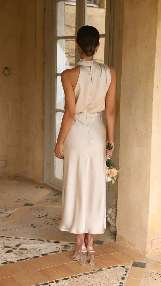 Glänzendes Neckholder-Maxikleid für Hochzeitsgäste Damen - Belle 2