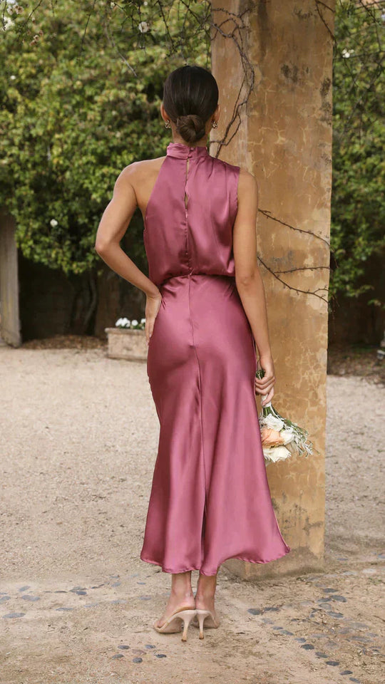 Glänzendes Neckholder-Maxikleid für Hochzeitsgäste Damen - Belle 5