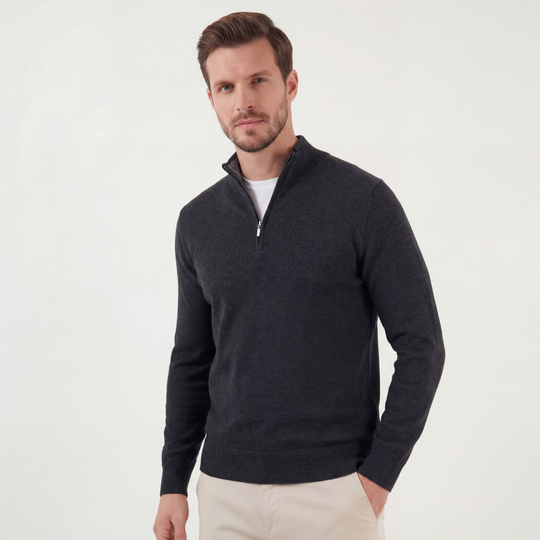 Half-Zip Sweater Heren | Gestructureerde Pasvorm & Layering 1