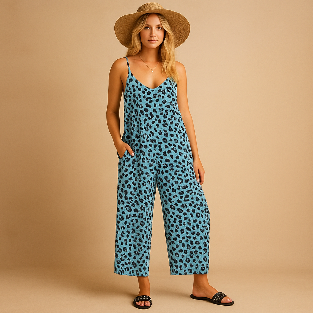 Halterjumpsuit met luipaardprint voor dames | Jasmijn 0