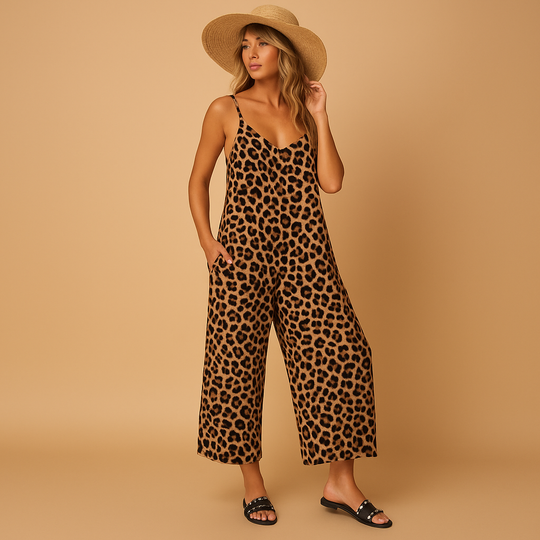 Halterjumpsuit met luipaardprint voor dames | Jasmijn 2