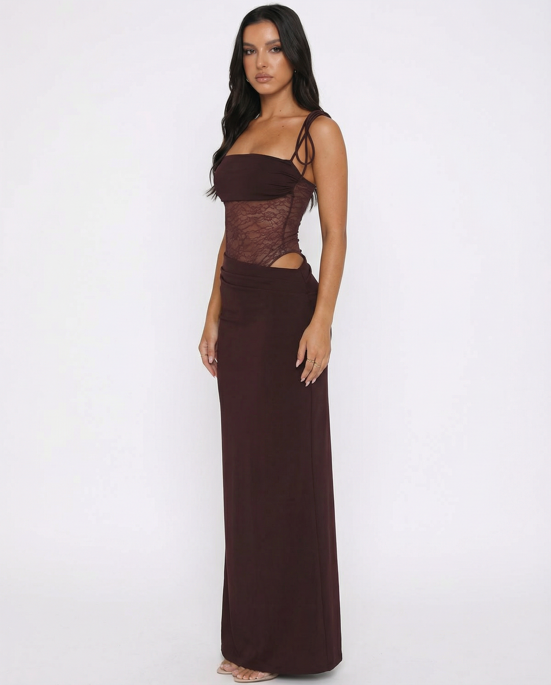 Harmonie Dames Jurk | Maxi Lengte | Strapless Look met Kant Taille en Lage Heupdetails 1