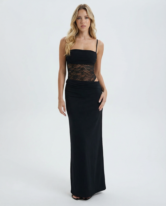 Harmonie Dames Jurk | Maxi Lengte | Strapless Look met Kant Taille en Lage Heupdetails 3