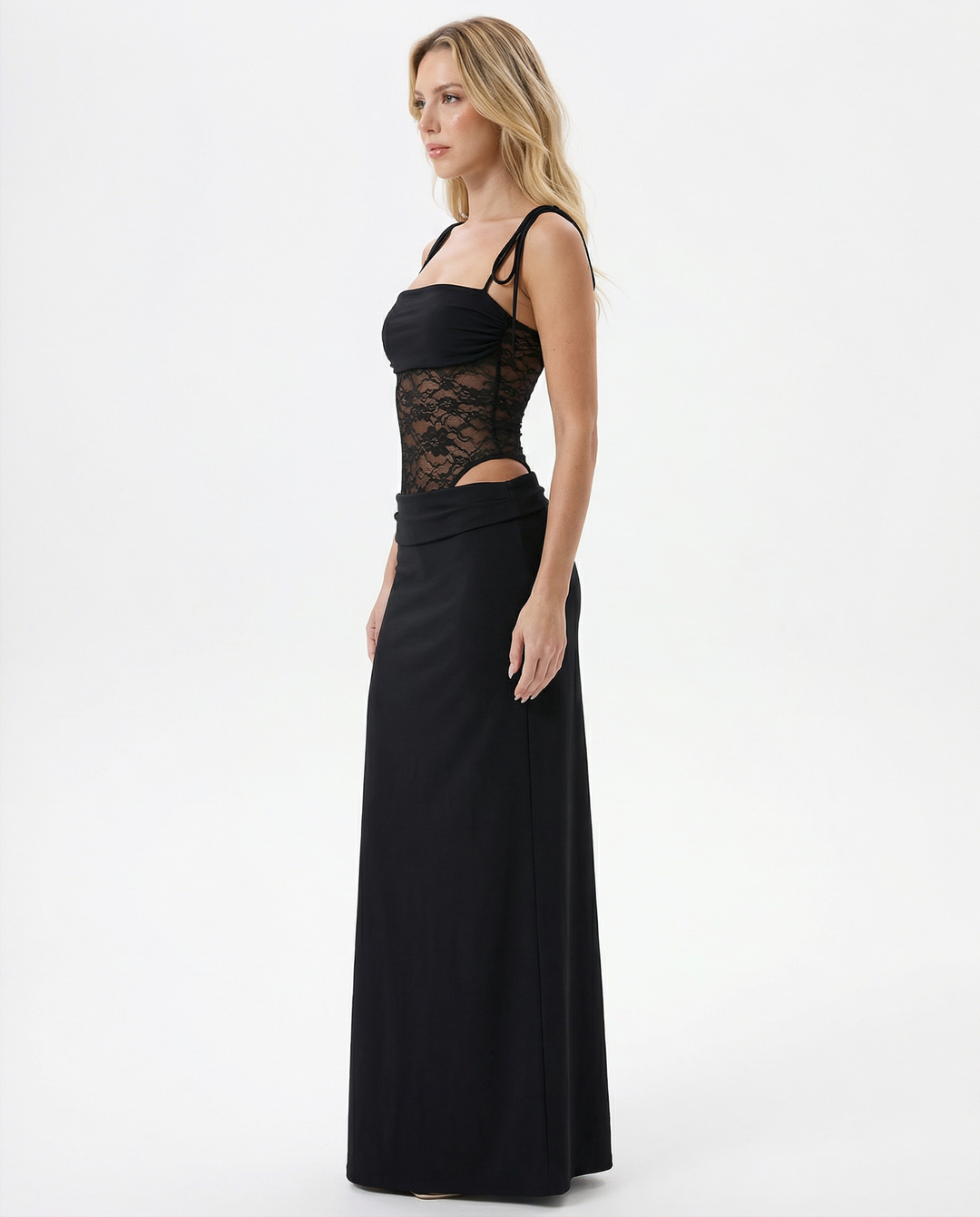 Harmonie Dames Jurk | Maxi Lengte | Strapless Look met Kant Taille en Lage Heupdetails 5