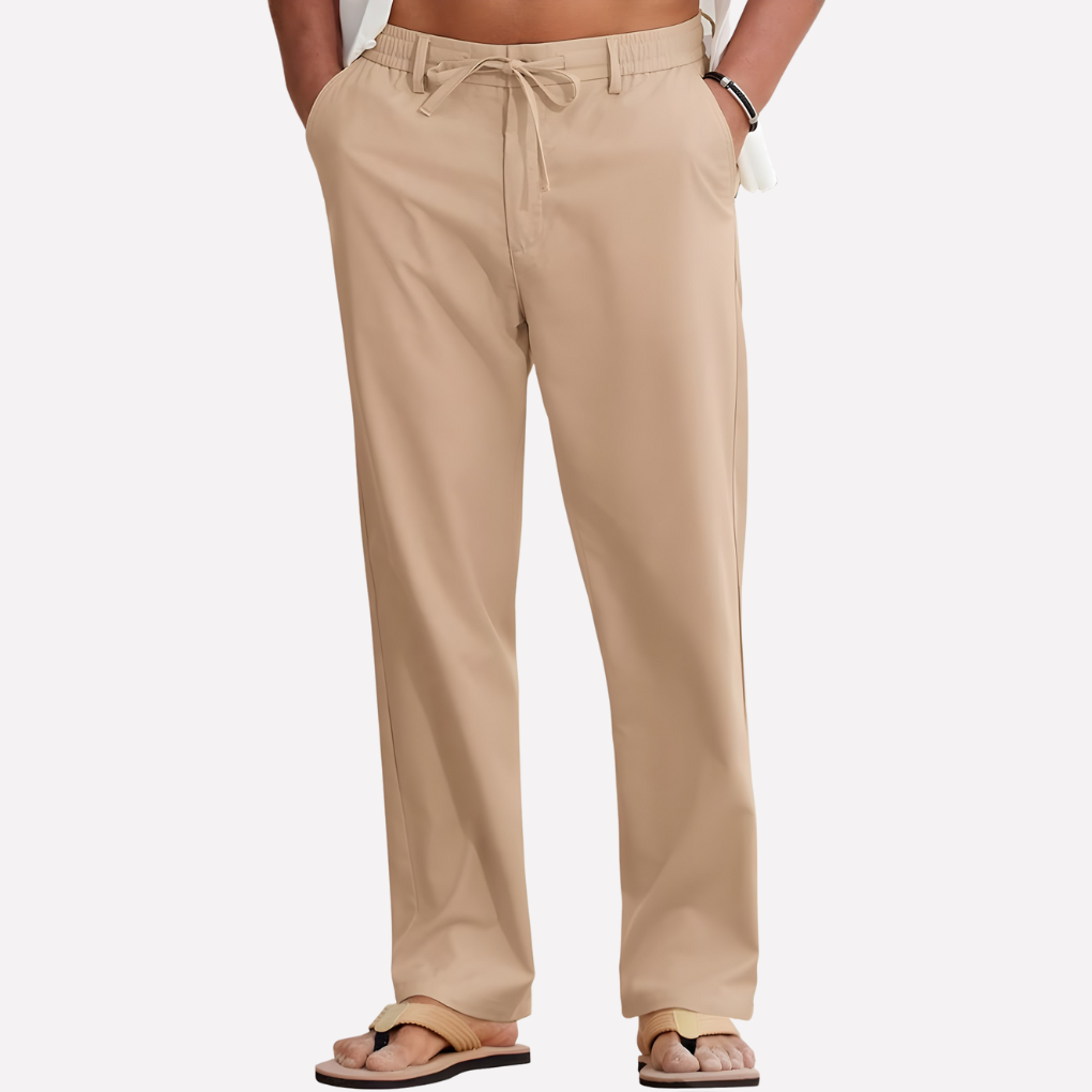 Heren Broek| Lichte Katoenen Zomerbroek met Trekkoord