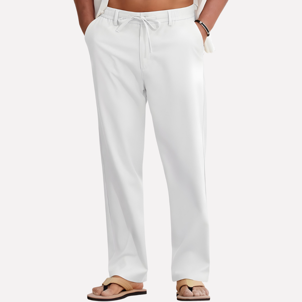 Heren Broek| Lichte Katoenen Zomerbroek met Trekkoord