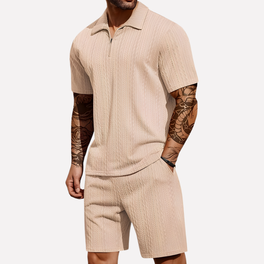 Heren Casual Set | Poloshirt met Kwartrits & Bijpassende Short