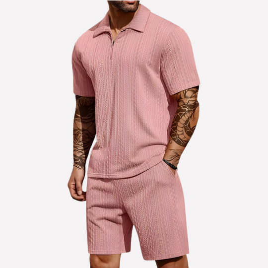 Heren Casual Set | Poloshirt met Kwartrits & Bijpassende Short