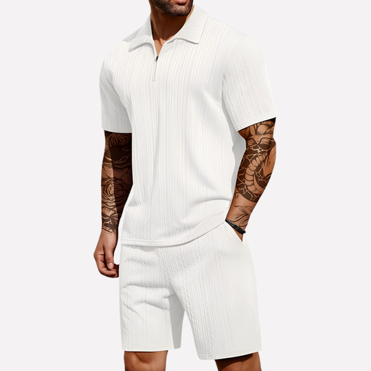 Heren Casual Set | Poloshirt met Kwartrits & Bijpassende Short