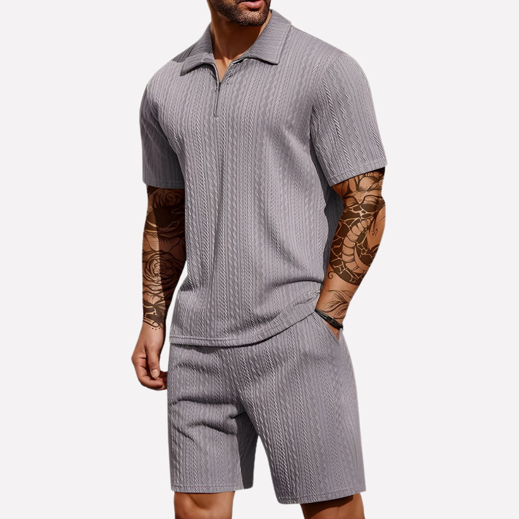 Heren Casual Set | Poloshirt met Kwartrits & Bijpassende Short