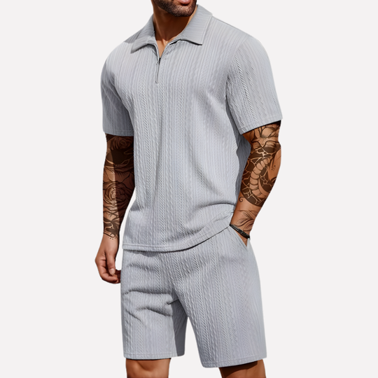 Heren Casual Set | Poloshirt met Kwartrits & Bijpassende Short