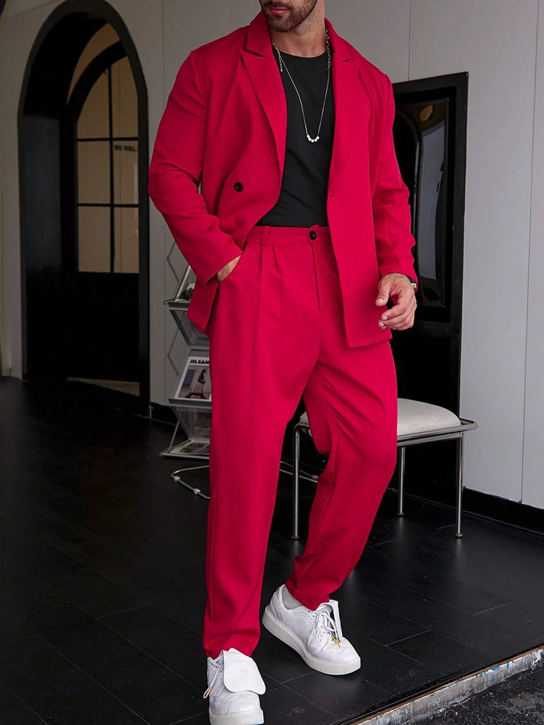 Heren Pak Blazer met Broek | Dubbelrij Sluiting & Slim Fit Look