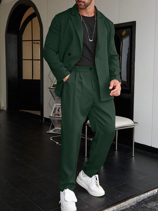 Heren Pak Blazer met Broek | Dubbelrij Sluiting & Slim Fit Look