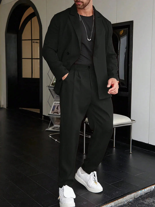 Heren Pak Blazer met Broek | Dubbelrij Sluiting & Slim Fit Look
