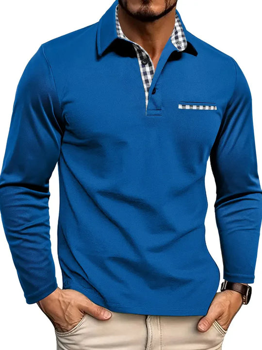 Heren Polo Overhemd | Lange Mouw & Verfijnde Details