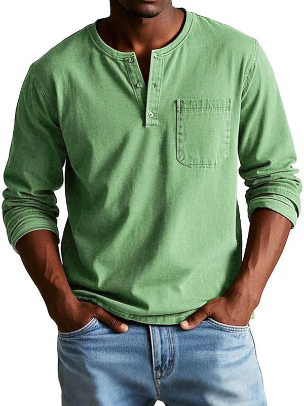 Heren Casual Henley Shirt met Lange Mouwen Montarello 0