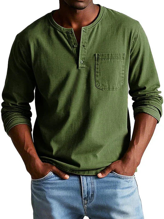 Heren Casual Henley Shirt met Lange Mouwen Montarello 1