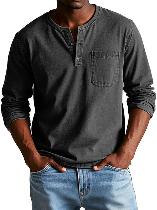 Heren Casual Henley Shirt met Lange Mouwen Montarello 4