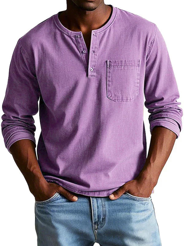 Heren Casual Henley Shirt met Lange Mouwen Montarello 7
