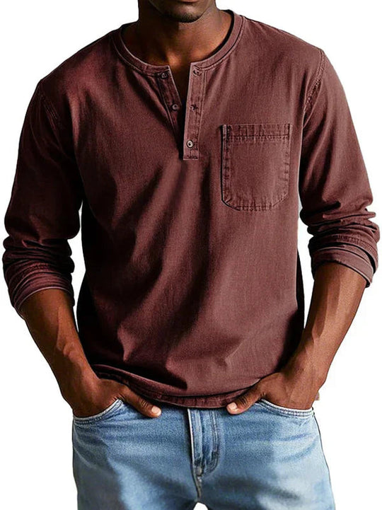 Heren Casual Henley Shirt met Lange Mouwen Montarello 8
