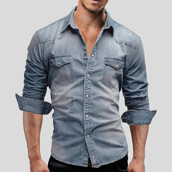 Heren Slim Fit Denim Overshirt Montarello 0