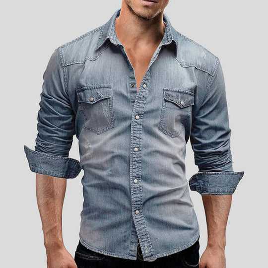 Heren Slim Fit Denim Overshirt Montarello 0