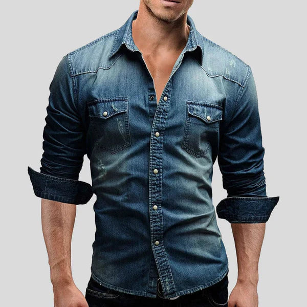 Heren Slim Fit Denim Overshirt Montarello 1