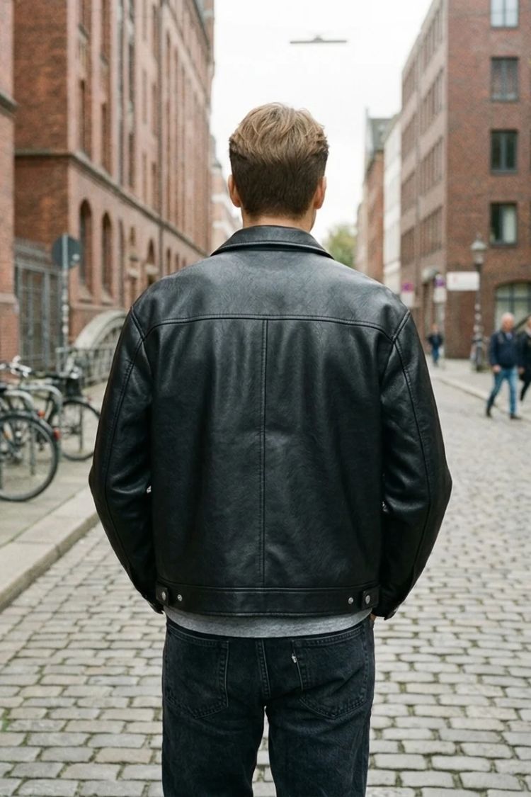 Herren Jacke Reißverschluss Eingrifftaschen Umlegekragen mit Taschen